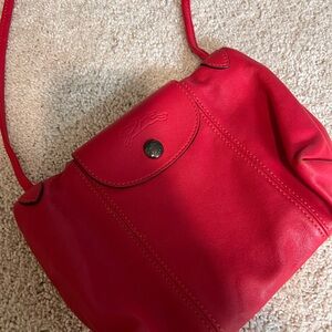 Longchamp Red Leather Crossbody Bag